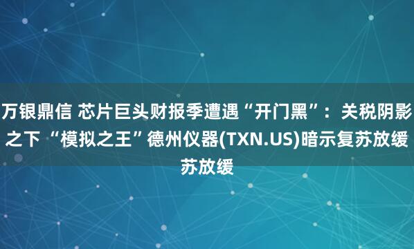 万银鼎信 芯片巨头财报季遭遇“开门黑”：关税阴影之下 “模拟之王”德州仪器(TXN.US)暗示复苏放缓