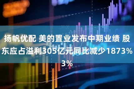 扬帆优配 美的置业发布中期业绩 股东应占溢利305亿元同比减少1873%